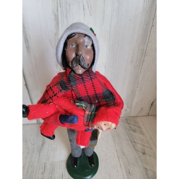 Byers Choice caroler man kid child playing vintage Xmas home plaid - Picture 4 of 10